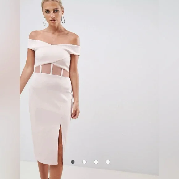 ASOS Bodycon Pink Midi Dress Size 2 - Picture 2 of 7